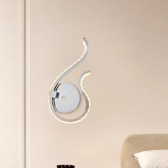 Modern Chrome Twist Wall Light Sconce With Led Bedside Lamp - Warm/White / White