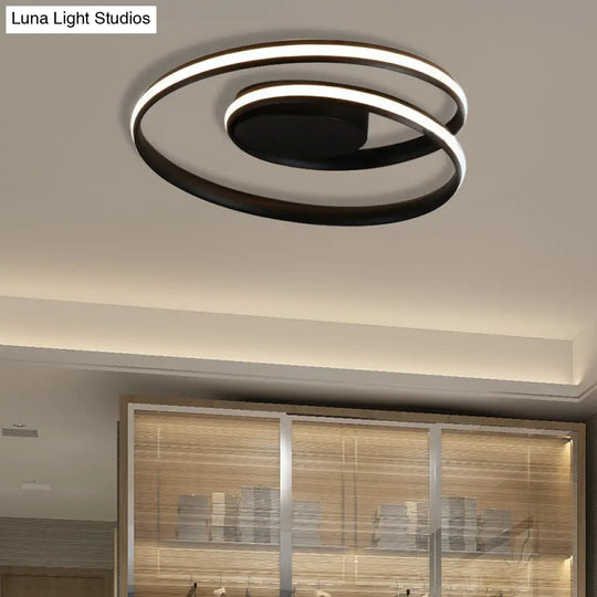 Modern Circle Ceiling Lights - White/Black Flush Mount Fixtures Indoor Lighting (18/23.5) Black / 18