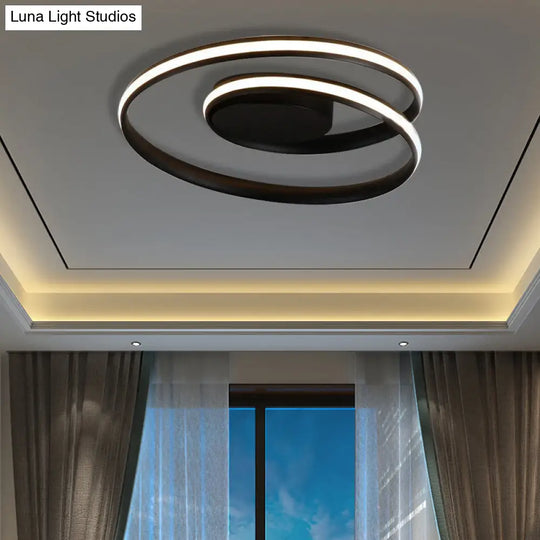 Modern Circle Ceiling Lights - White/Black Flush Mount Fixtures Indoor Lighting (18/23.5)