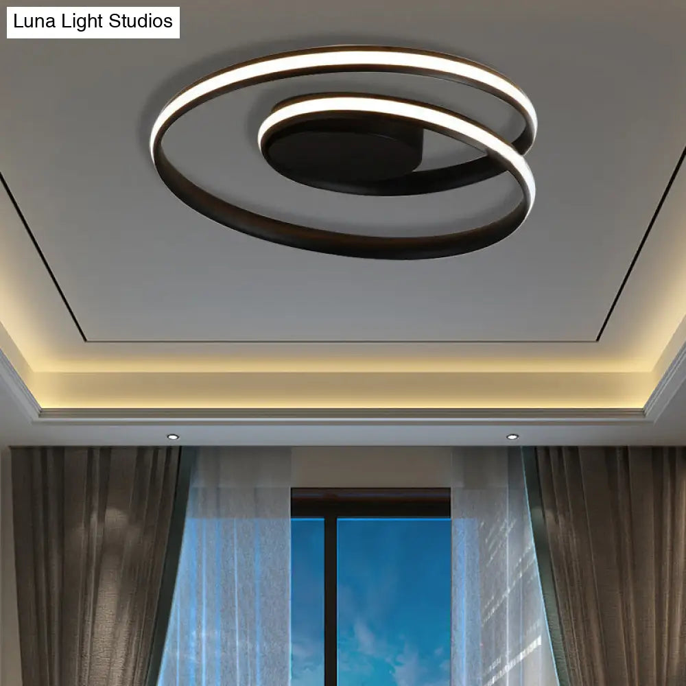 Modern Circle Ceiling Lights - White/Black Flush Mount Fixtures Indoor Lighting (18’/23.5’)