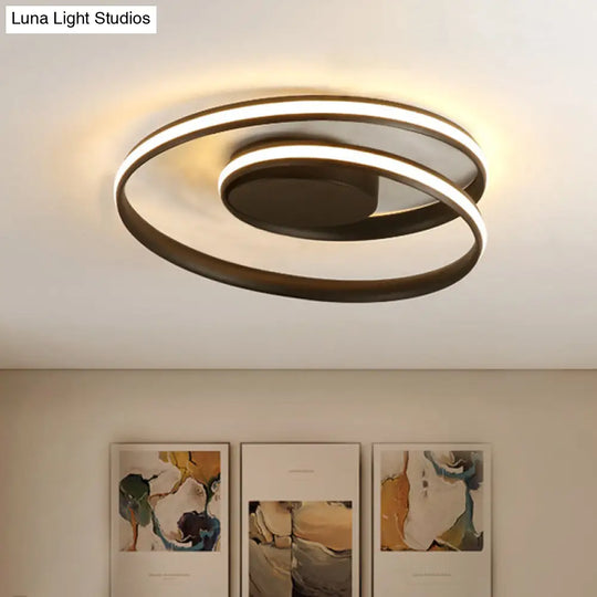 Modern Circle Ceiling Lights - White/Black Flush Mount Fixtures Indoor Lighting (18’/23.5’)