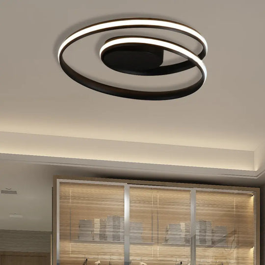 Modern Circle Ceiling Lights - White/Black Flush Mount Fixtures Indoor Lighting (18’/23.5’)