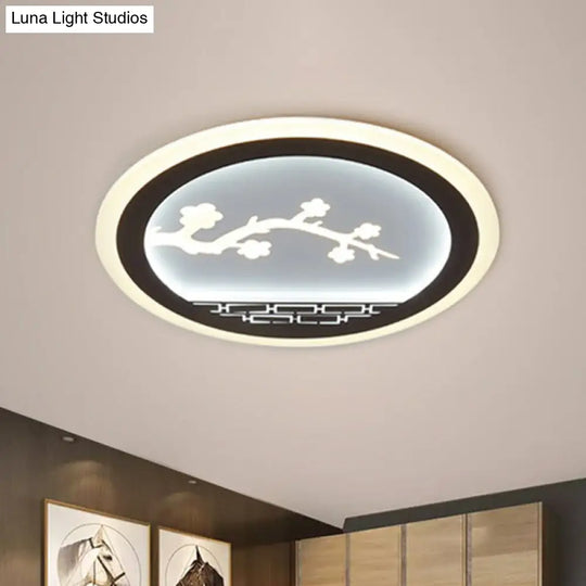 Modern Circle Flush Light: Metallic Led Ceiling Fixture For White Bedrooms / Warm Flower