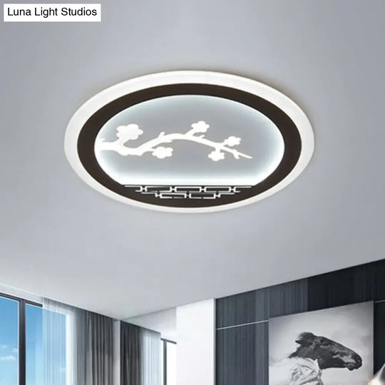 Modern Circle Flush Light: Metallic Led Ceiling Fixture For White Bedrooms / Flower