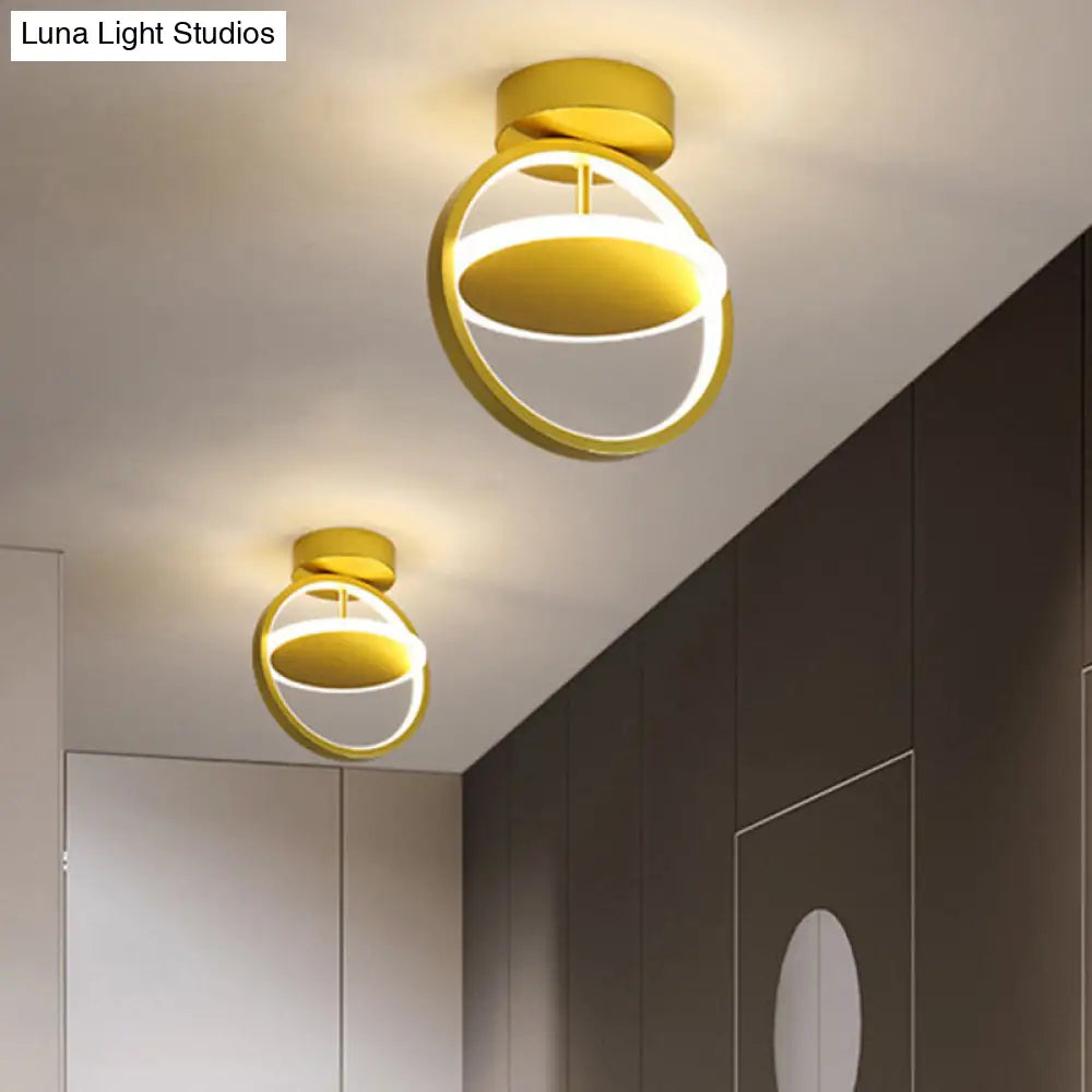 Modern Circle Led Flush Mount Light - Metallic Gold White/Warm Glow For Hallway / Warm