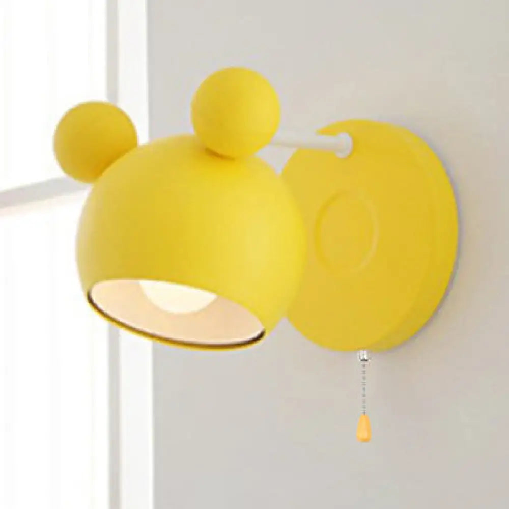 Modern Circle Wall Mounted Lamp - Metal 1 Light Sconce Bedroom Lighting Yellow