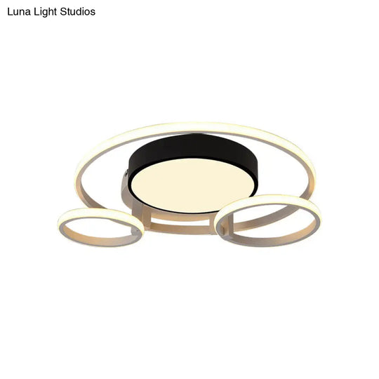 Modern Circular Acrylic Flush Ceiling Light: Stylish Black Finish 2/3 Lights Mount Fixture For