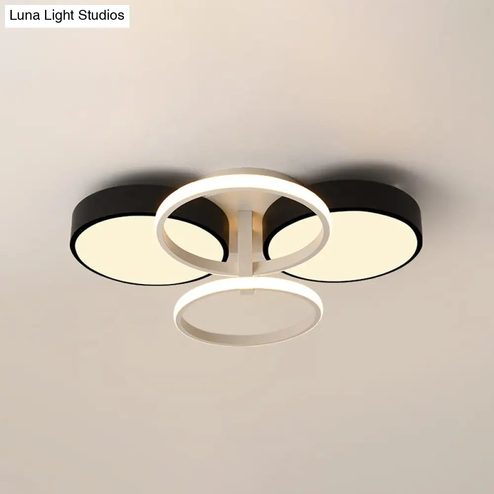 Modern Circular Acrylic Flush Ceiling Light: Stylish Black Finish 2/3 Lights Mount Fixture For