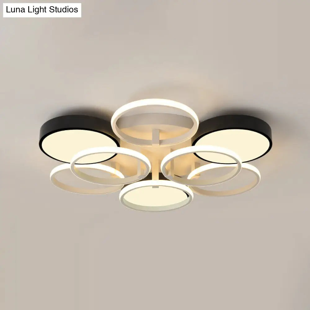 Modern Circular Acrylic Flush Ceiling Light: Stylish Black Finish 2/3 Lights Mount Fixture For