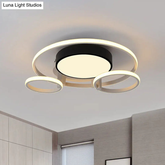 Modern Circular Acrylic Flush Ceiling Light: Stylish Black Finish 2/3 Lights Mount Fixture For