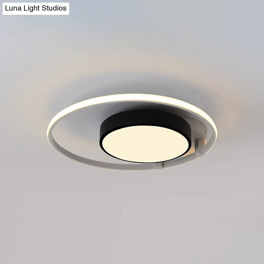 Modern Circular Acrylic Flush Ceiling Light: Stylish Black Finish 2/3 Lights Mount Fixture For