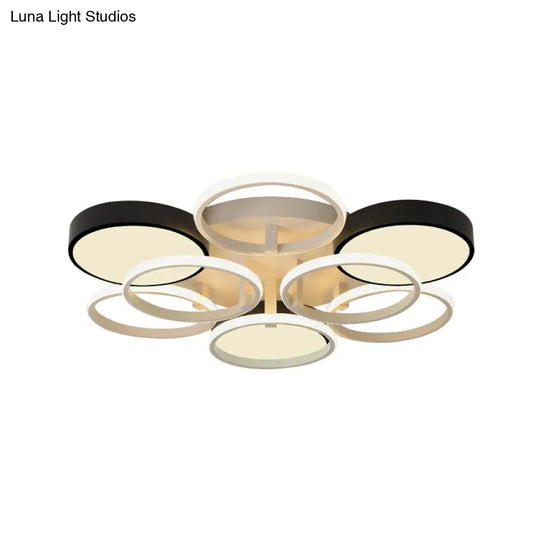 Modern Circular Acrylic Flush Ceiling Light: Stylish Black Finish 2/3 Lights Mount Fixture For