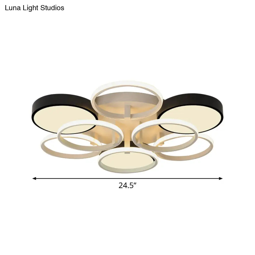 Modern Circular Acrylic Flush Ceiling Light: Stylish Black Finish 2/3 Lights Mount Fixture For