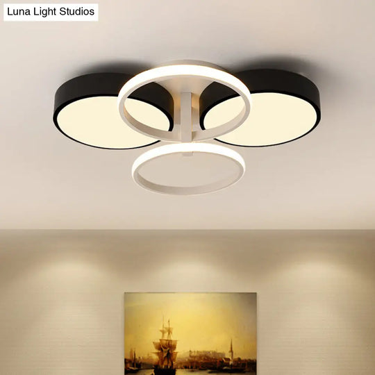 Modern Circular Acrylic Flush Ceiling Light: Stylish Black Finish 2/3 Lights Mount Fixture For