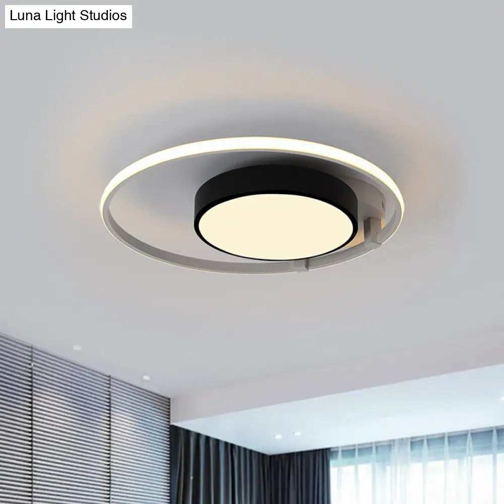 Modern Circular Acrylic Flush Ceiling Light: Stylish Black Finish 2/3 Lights Mount Fixture For