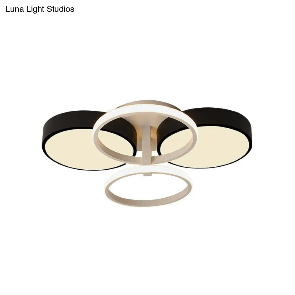 Modern Circular Acrylic Flush Ceiling Light: Stylish Black Finish 2/3 Lights Mount Fixture For