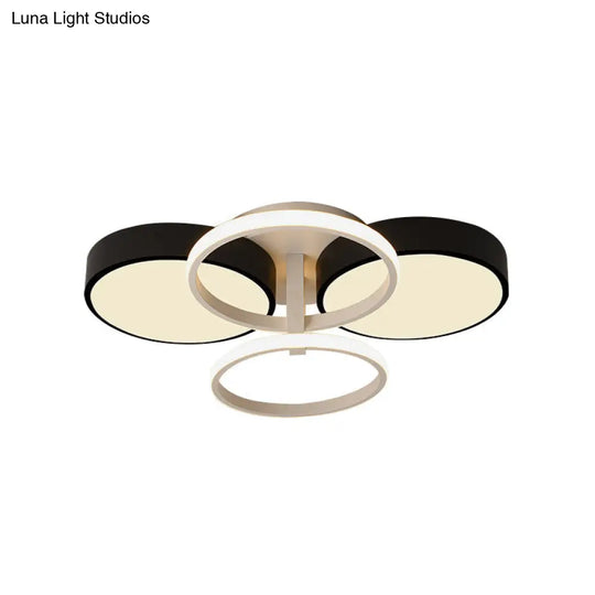 Modern Circular Acrylic Flush Ceiling Light: Stylish Black Finish 2/3 Lights Mount Fixture For