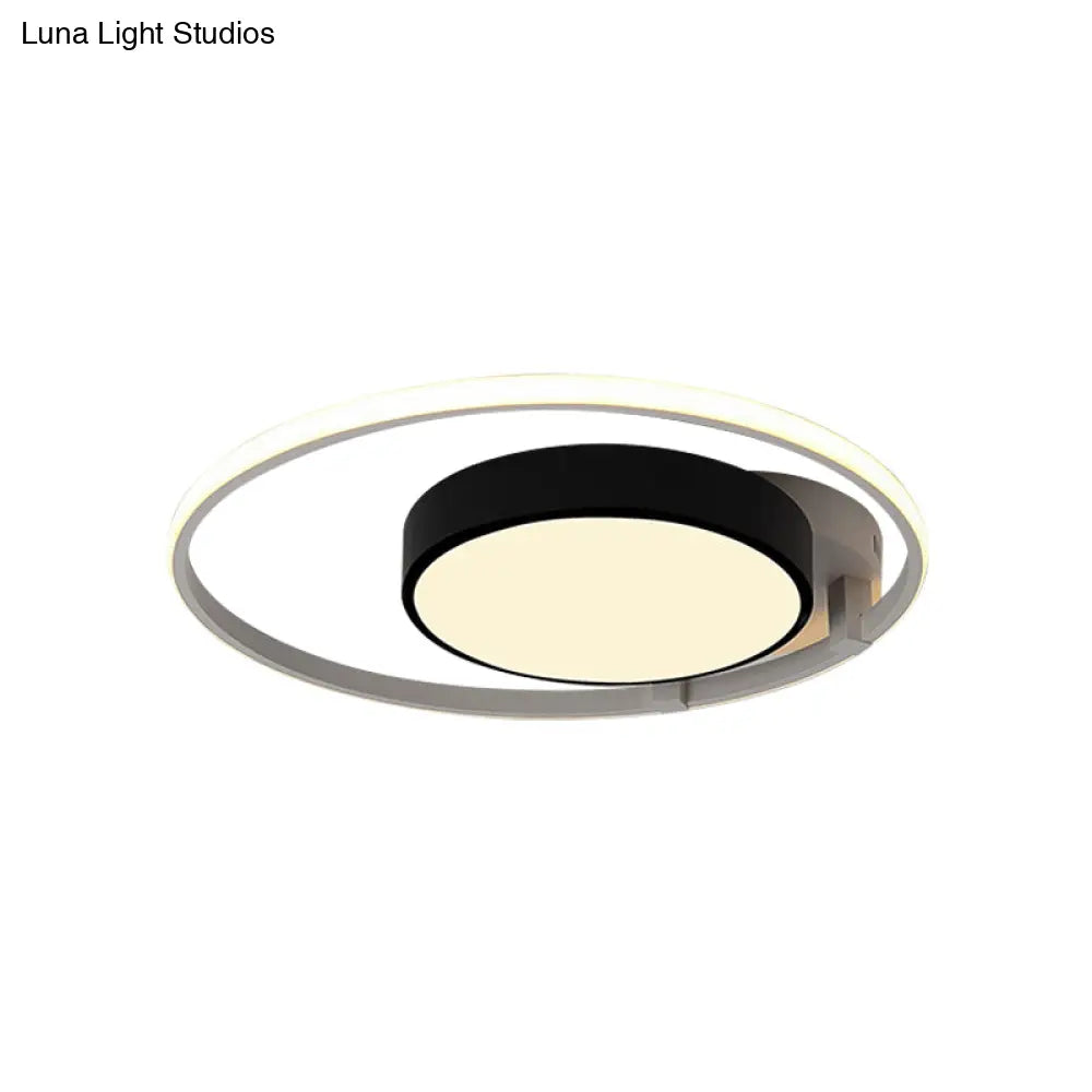 Modern Circular Acrylic Flush Ceiling Light: Stylish Black Finish 2/3 Lights Mount Fixture For