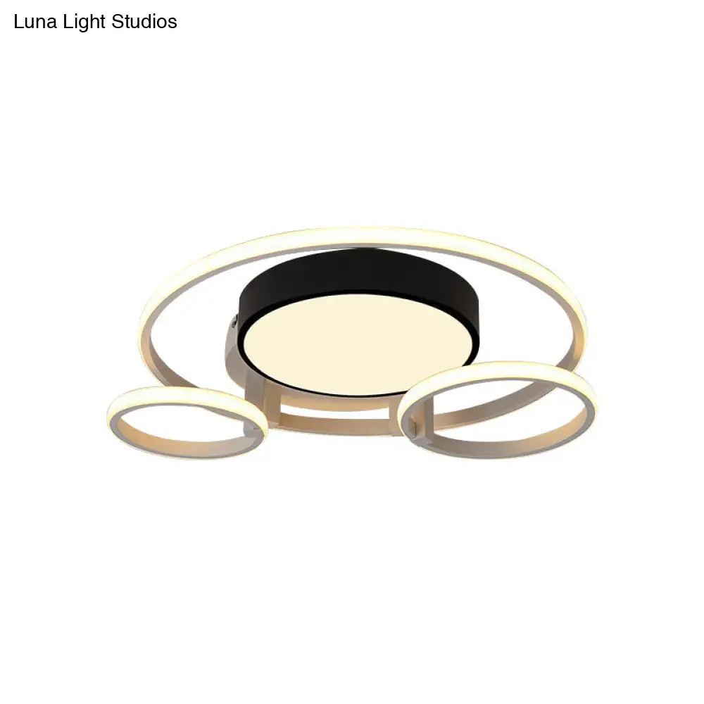Modern Circular Acrylic Flush Ceiling Light: Stylish Black Finish 2/3 Lights Mount Fixture For