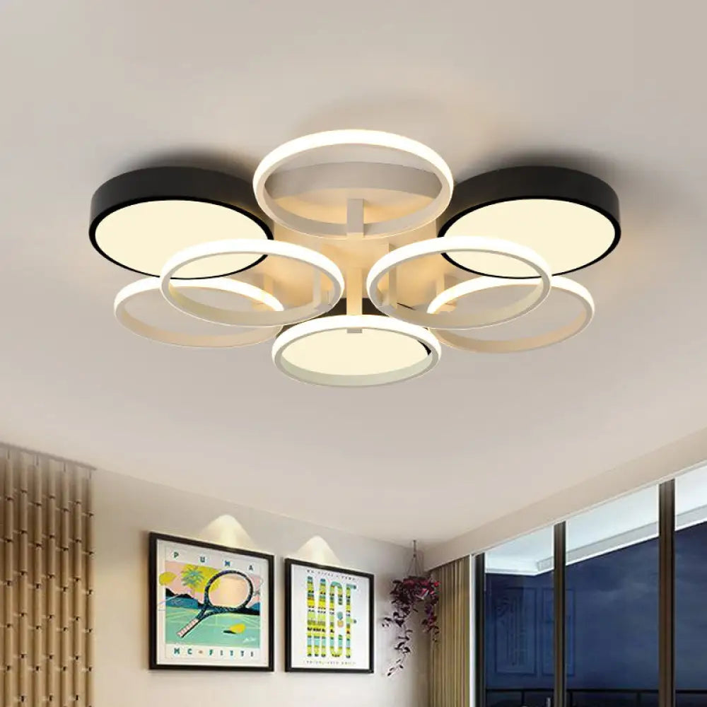 Modern Circular Acrylic Flush Ceiling Light: Stylish Black Finish 2/3 Lights Mount Fixture For