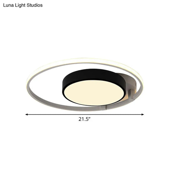 Modern Circular Acrylic Flush Ceiling Light: Stylish Black Finish 2/3 Lights Mount Fixture For