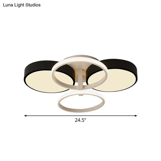 Modern Circular Acrylic Flush Ceiling Light: Stylish Black Finish 2/3 Lights Mount Fixture For