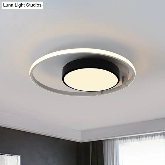 Modern Circular Acrylic Flush Ceiling Light: Stylish Black Finish 2/3 Lights Mount Fixture For