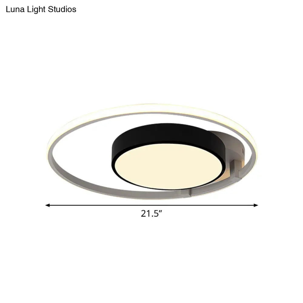 Modern Circular Acrylic Flush Ceiling Light: Stylish Black Finish 2/3 Lights Mount Fixture For