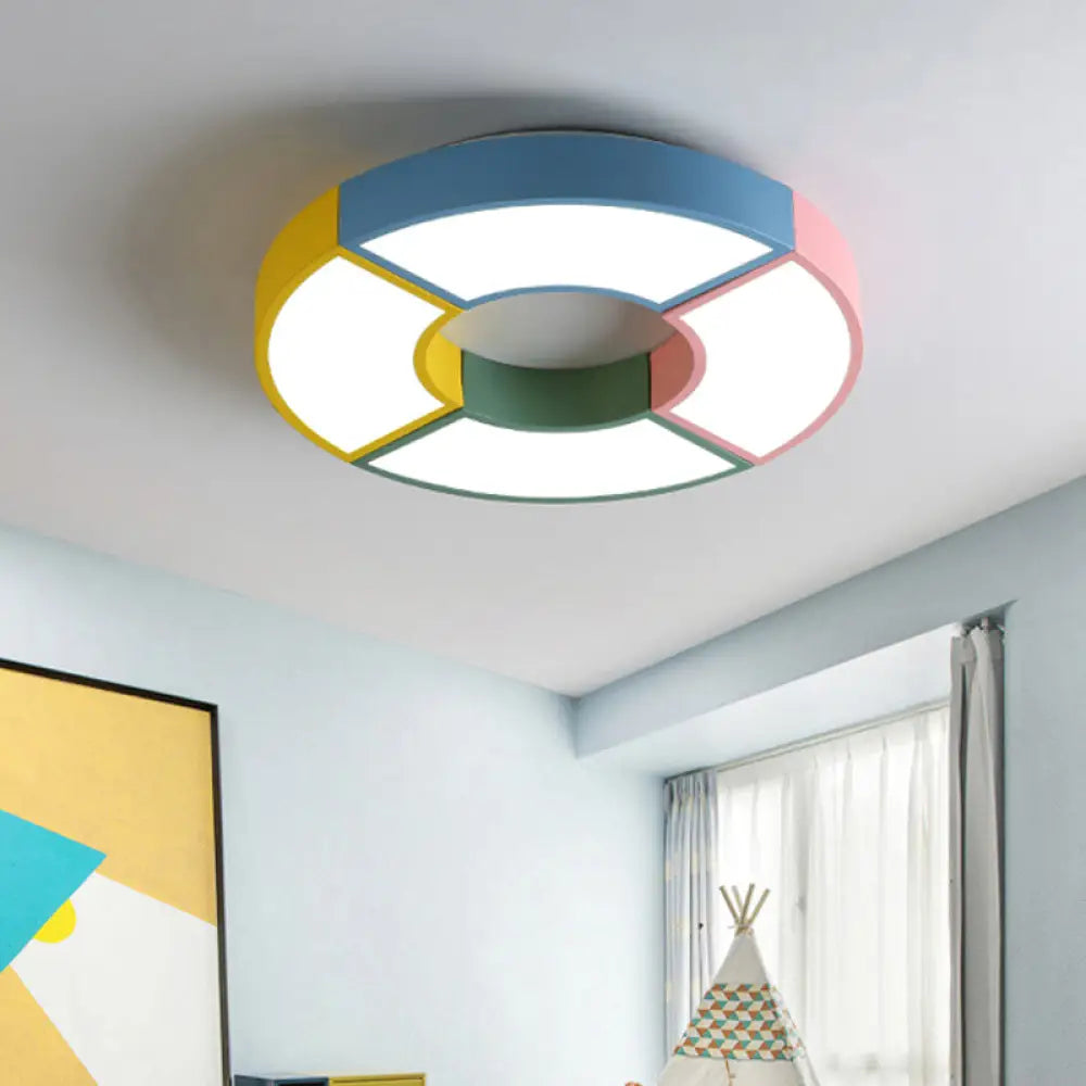 Modern Circular Acrylic Flushmount Ceiling Light With Creative Pink - Yellow Led