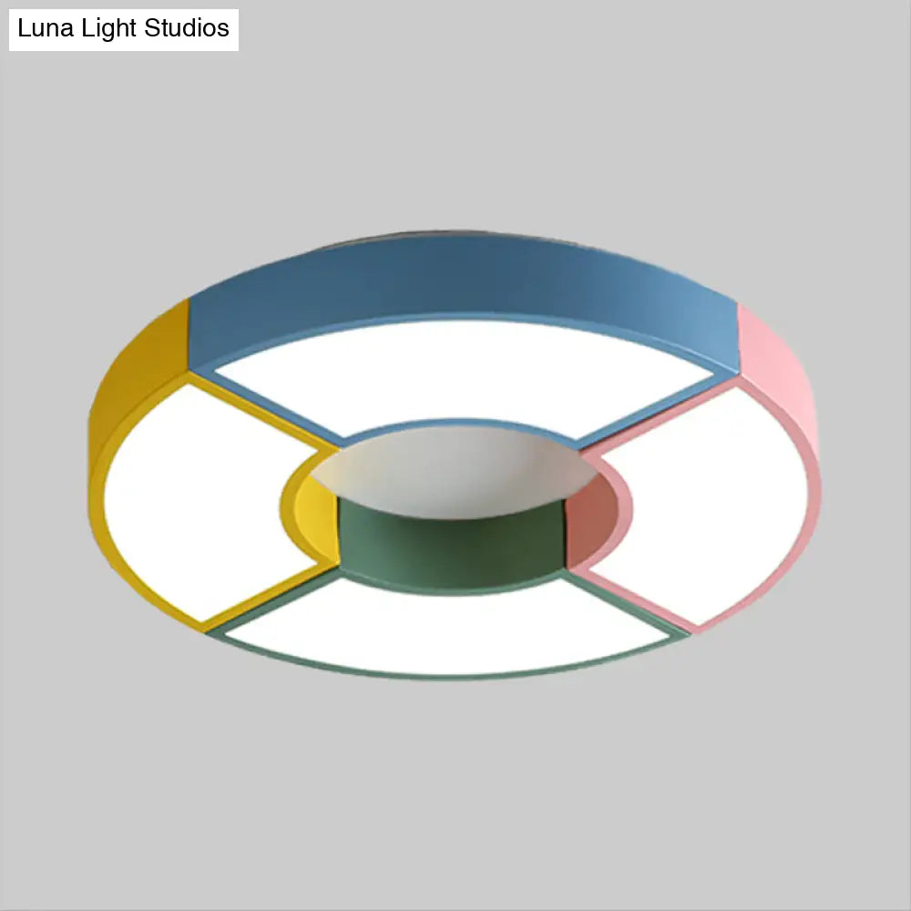 Modern Circular Acrylic Flushmount Ceiling Light With Creative Pink - Yellow Led