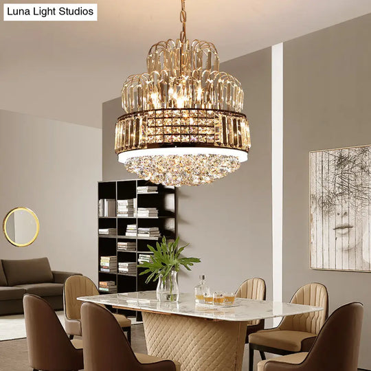 Modern Circular Crystal Ball Chandelier - 11-Light Gold Pendant Lighting For Dining Room