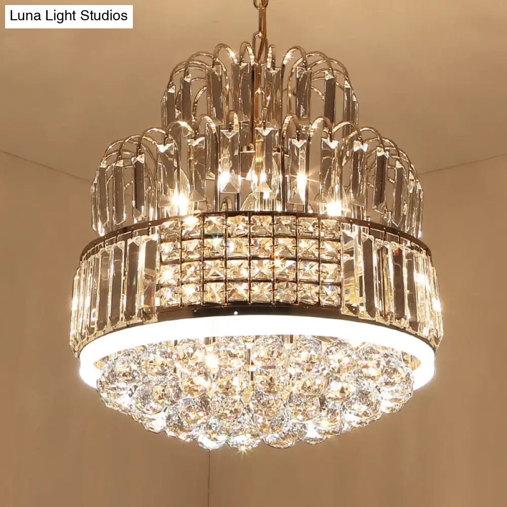 Modern Circular Crystal Ball Chandelier - 11-Light Gold Pendant Lighting For Dining Room