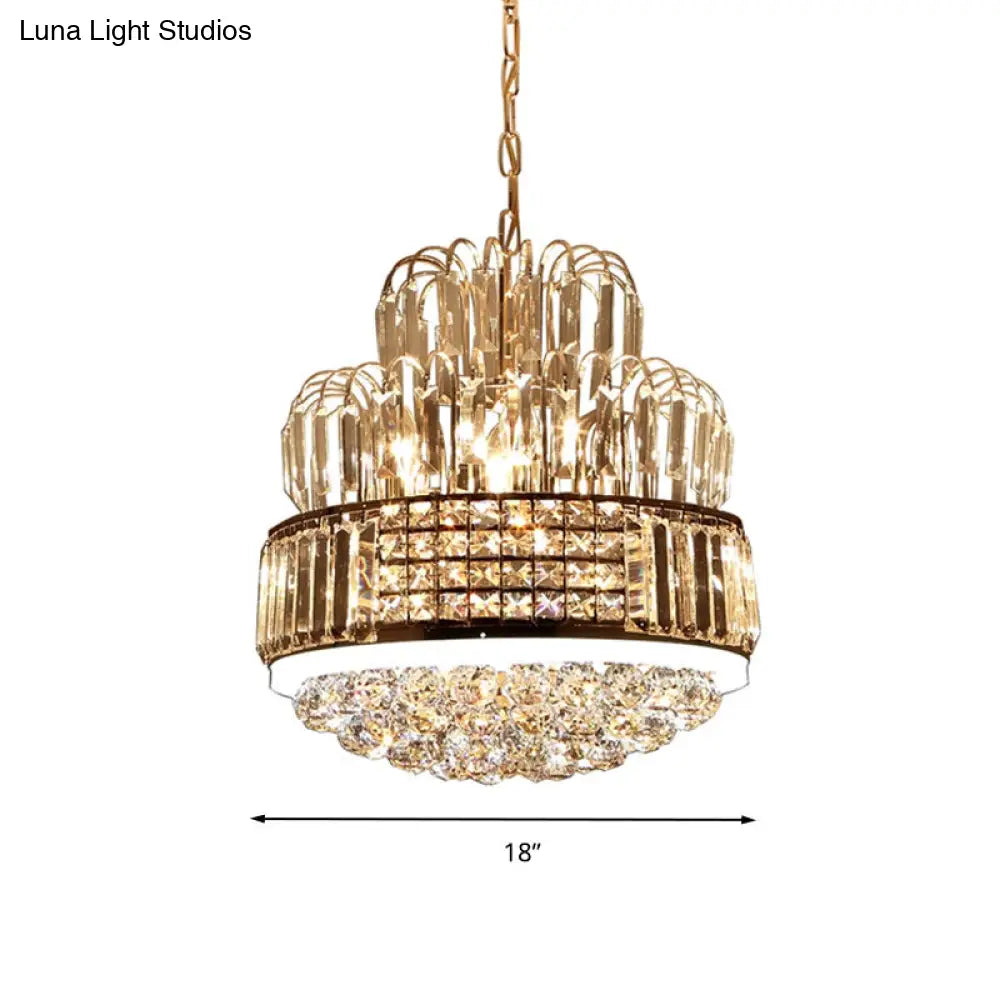 Modern Circular Crystal Ball Chandelier - 11-Light Gold Pendant Lighting For Dining Room