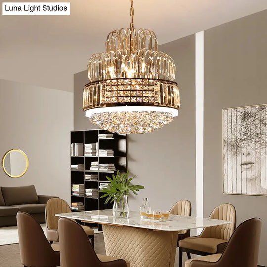 Modern Circular Chandelier - Crystal Ball Pendant With 11 Lights Gold Finish Ideal For Dining Room