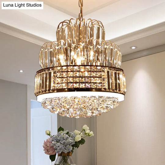 Modern Circular Crystal Ball Chandelier - 11-Light Gold Pendant Lighting For Dining Room