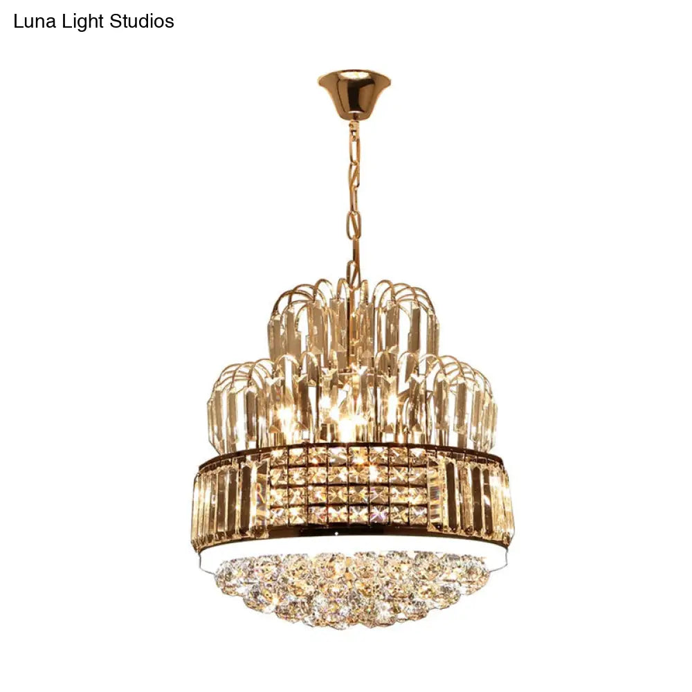 Modern Circular Crystal Ball Chandelier - 11-Light Gold Pendant Lighting For Dining Room