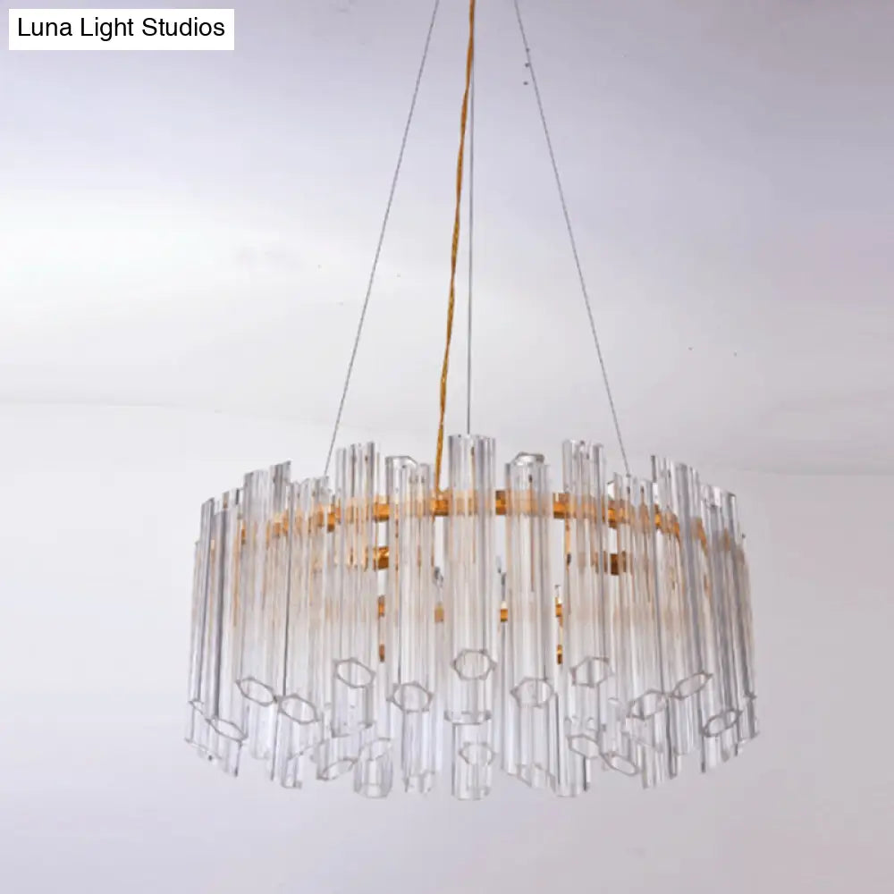 Modern Clear Crystal Chandelier Light With 8 Gold Heads - Elegant Hanging Fixture