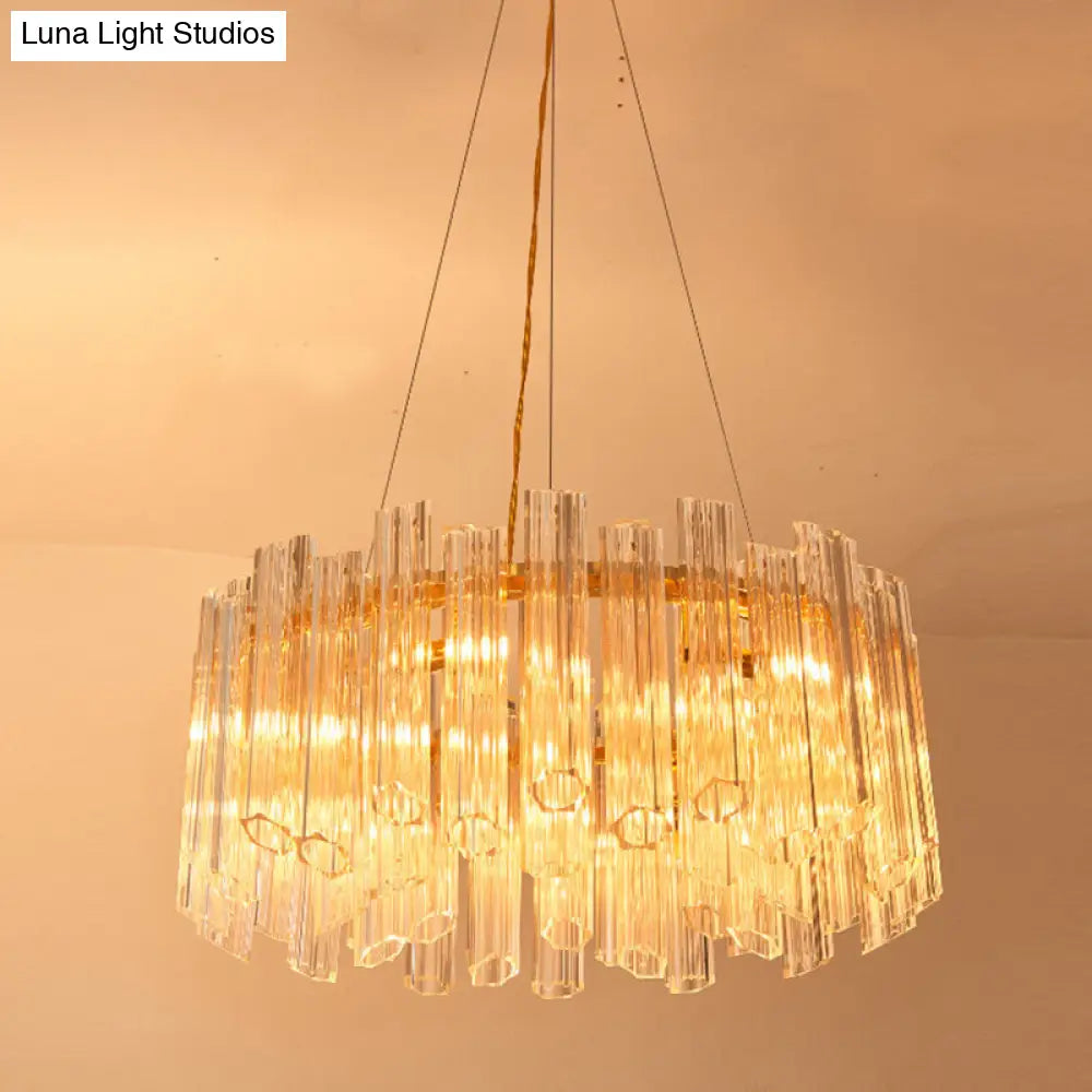 Modern Clear Crystal Chandelier Light With 8 Gold Heads - Elegant Hanging Fixture