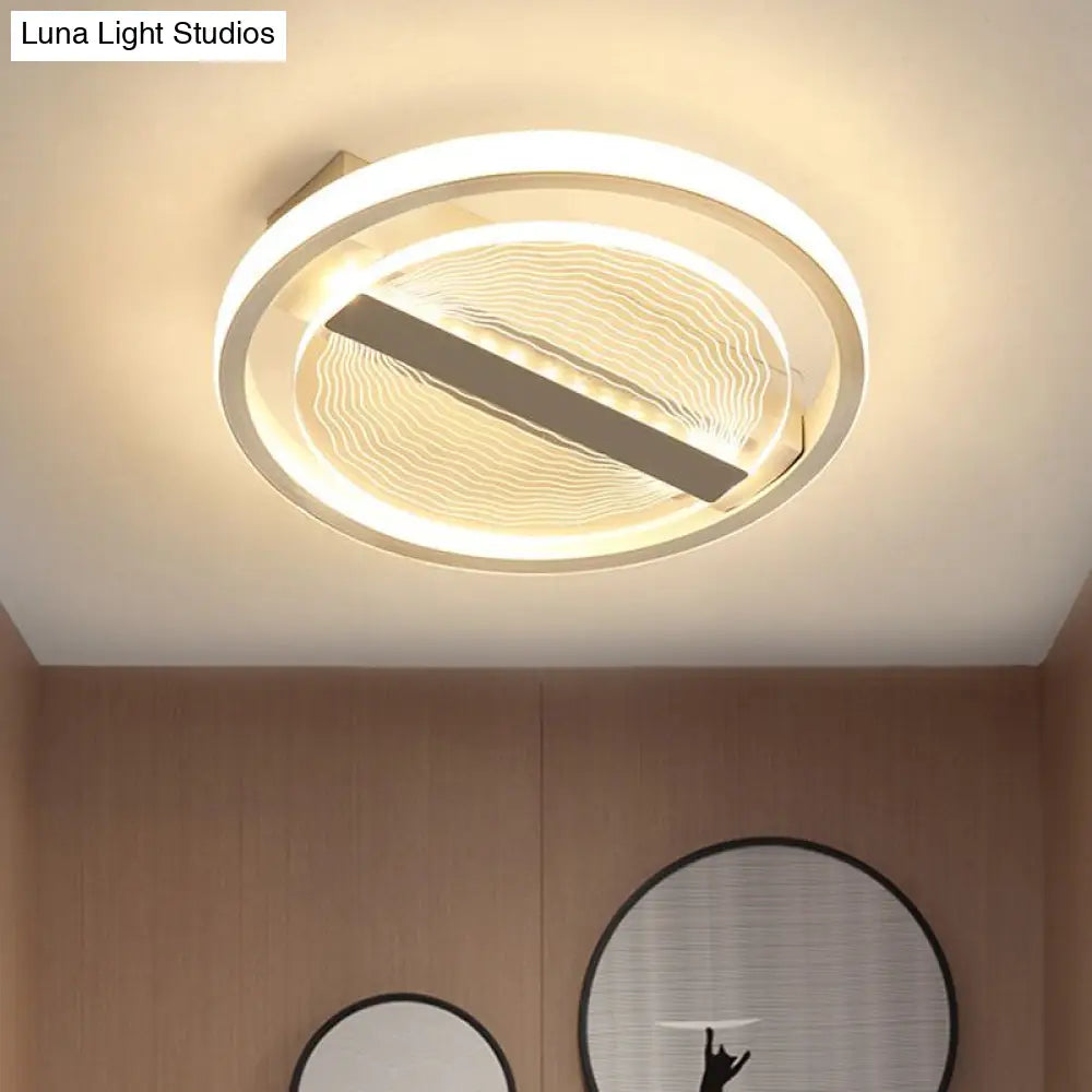 Modern Circular Clear Acrylic Led Ceiling Fixture In Warm/White Light