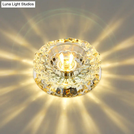 Modern Circular Led Crystal Flushmount Light Living Room Ceiling Spotlight