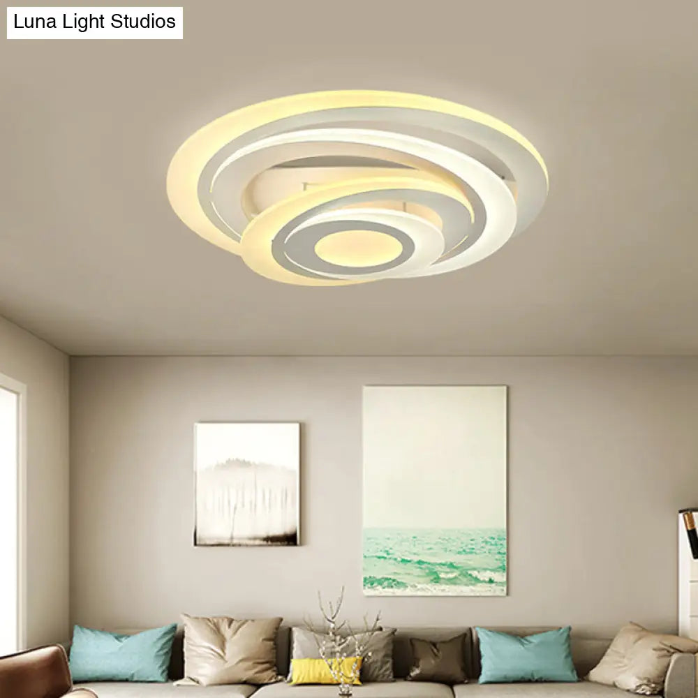 Modern Circular Led Flush Light - Acrylic Living Room Ceiling Lamp (19.5/31 W) With Warm/White