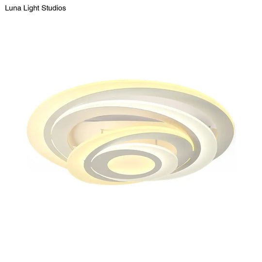 Modern Circular Led Flush Light - Acrylic Living Room Ceiling Lamp (19.5/31 W) With Warm/White