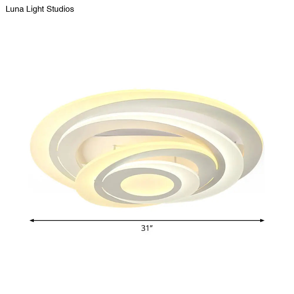 Modern Circular Led Flush Light - Acrylic Living Room Ceiling Lamp (19.5/31 W) With Warm/White