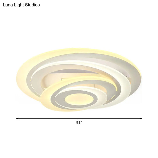 Modern Circular Led Flush Light - Acrylic Living Room Ceiling Lamp (19.5/31 W) With Warm/White