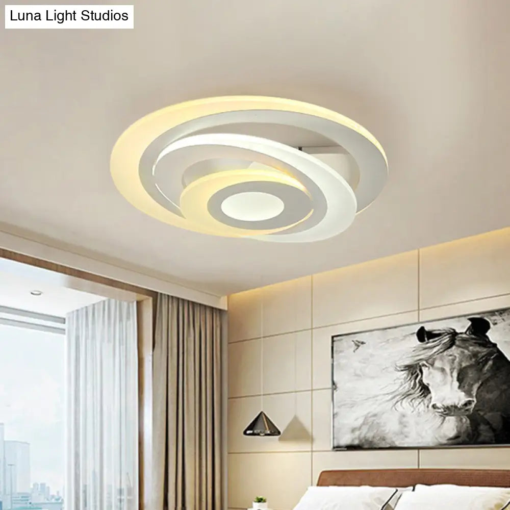 Modern Circular Led Flush Light - Acrylic Living Room Ceiling Lamp (19.5/31 W) With Warm/White