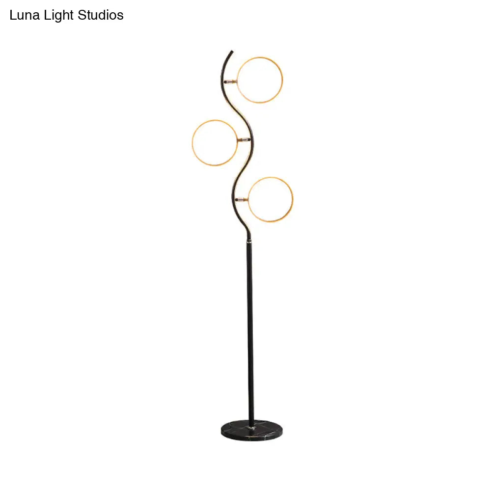 Modern Circular Tree Floor Lamp With Adjustable Metal Head Led Standing Light (Black/White)