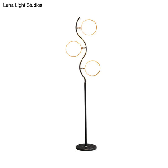 Modern Circular Tree Floor Lamp With Adjustable Metal Head Led Standing Light (Black/White)