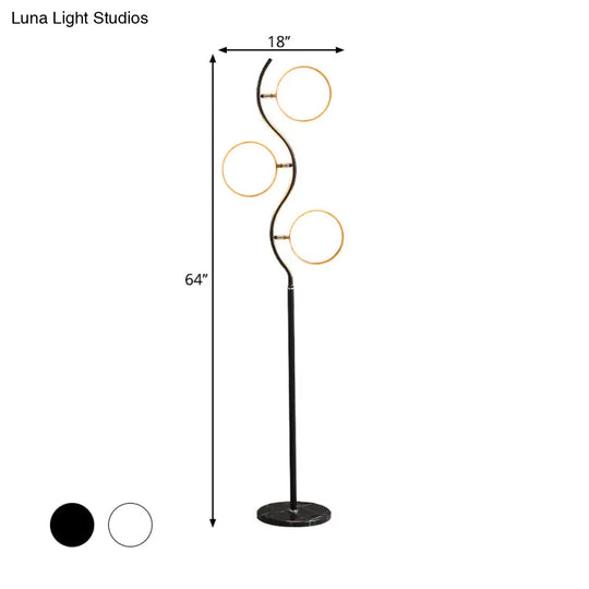 Modern Circular Tree Floor Lamp With Adjustable Metal Head Led Standing Light (Black/White)