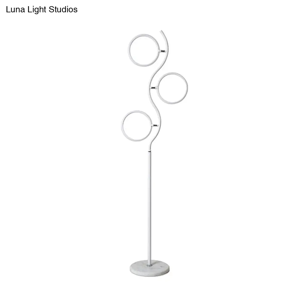 Modern Circular Tree Floor Lamp With Adjustable Metal Head Led Standing Light (Black/White)