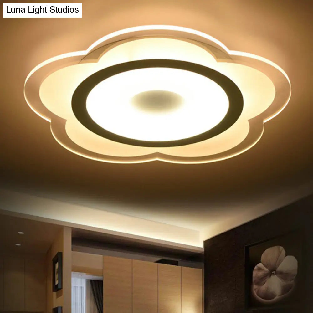 Modern Clear Acrylic Floral Led Flushmount Ceiling Light For Living Rooms